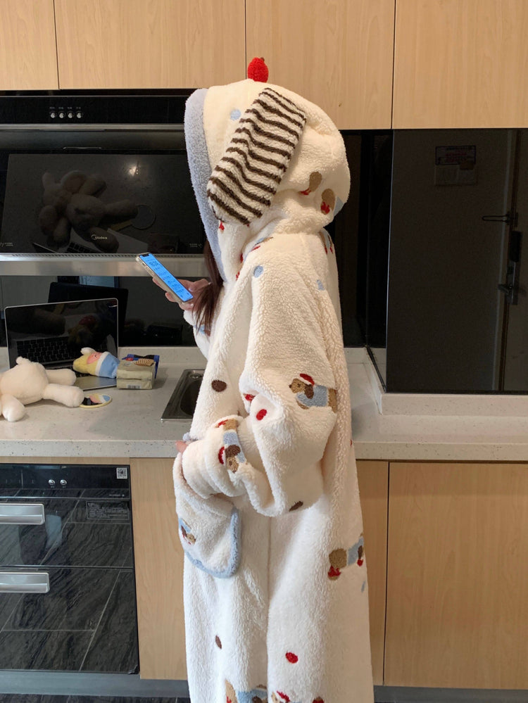 Dachshund Apple Nap Fleece Nightgown-Sets-ntbhshop