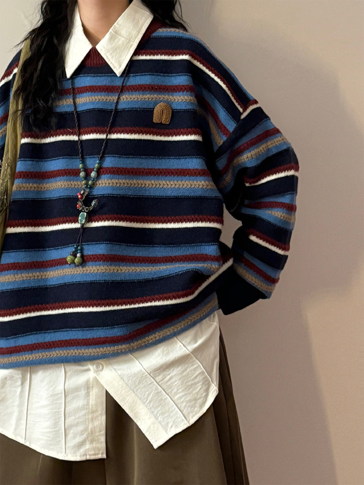 Vintage Corridor Striped Knit Sweaters-ntbhshop