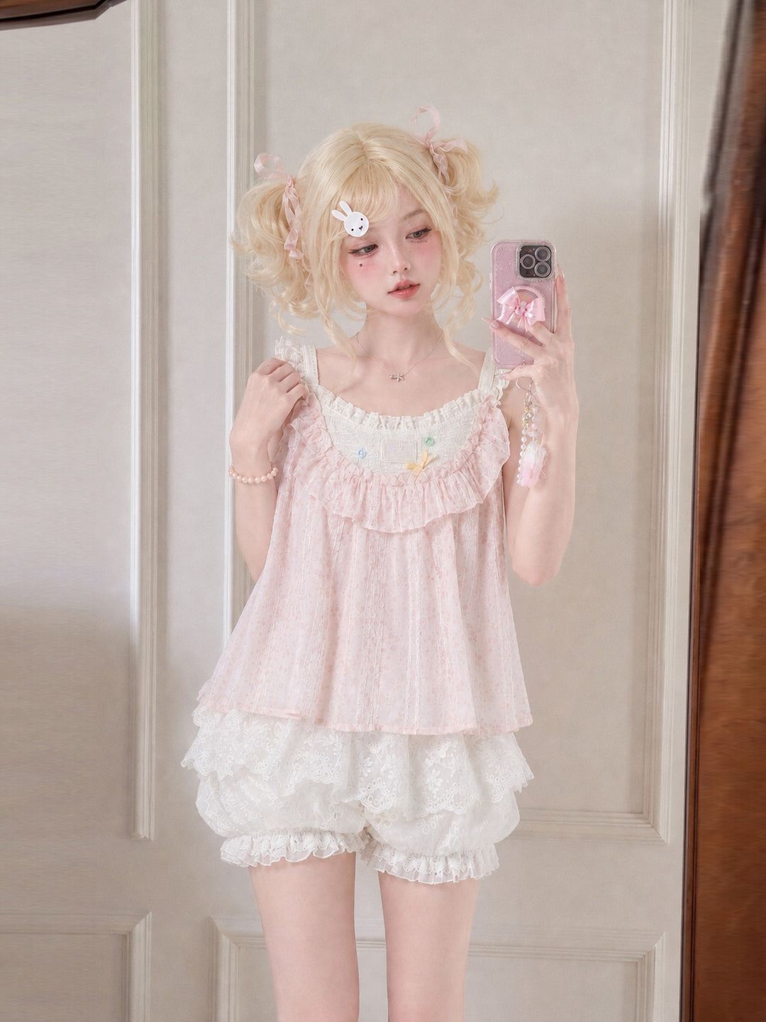Peach Bloom Ruffle Camisole-Tops-ntbhshop