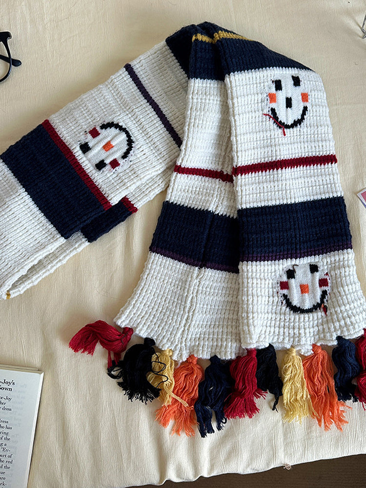 Smiley Snowman Tassel Scarf-ntbhshop