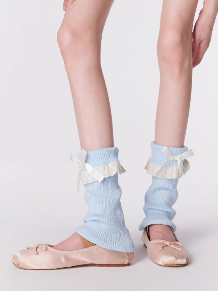 Ribbon Latte Lace Leg Warmers-ntbhshop