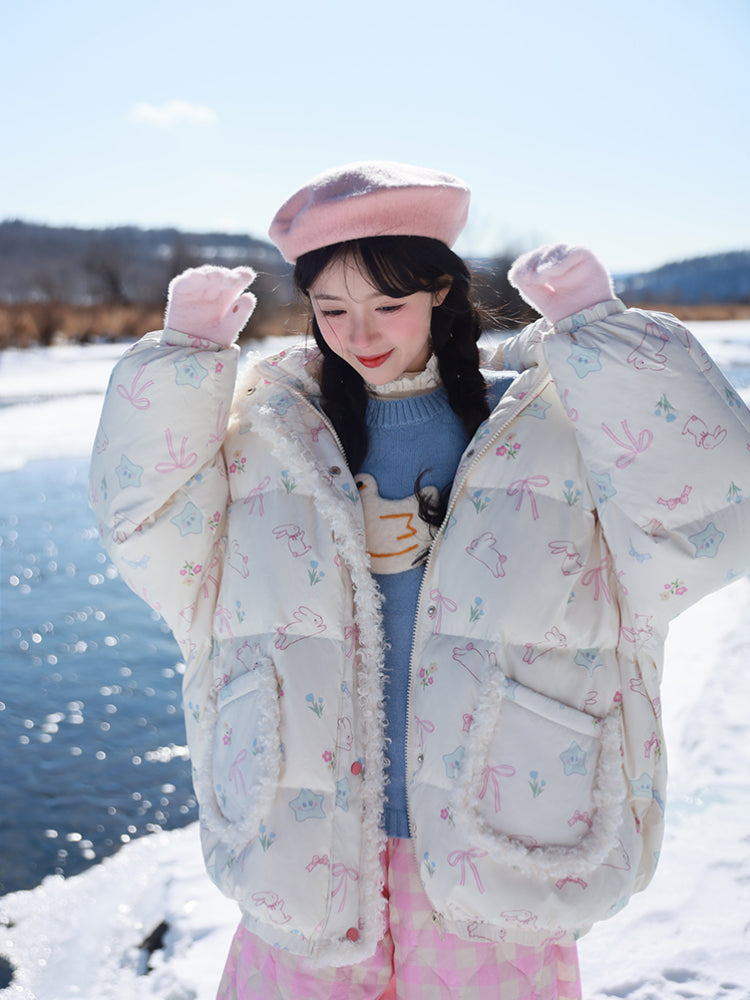 Bunny Meadow Dream Puffer Jacket-ntbhshop