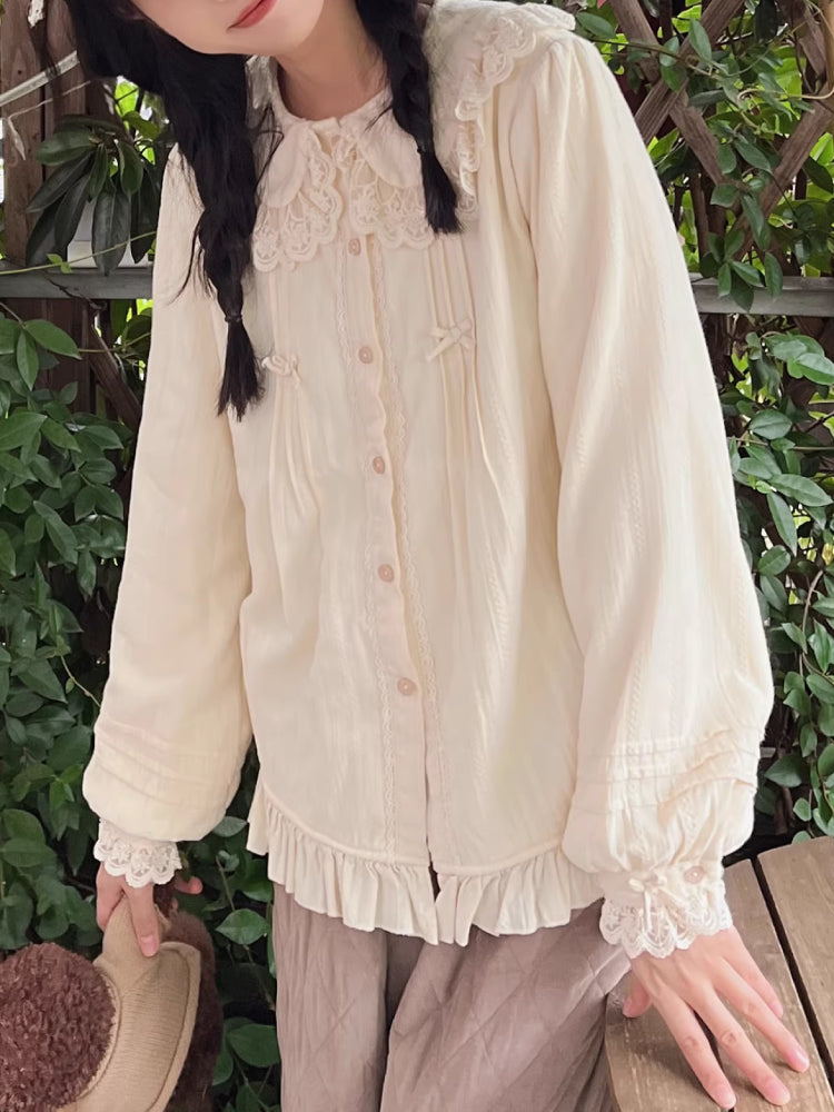 Whispering Lace Doll Collar Blouses-ntbhshop