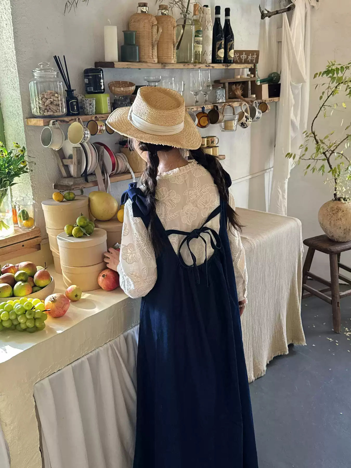 Forest Path Denim Pinafore Dress-Dresses-ntbhshop