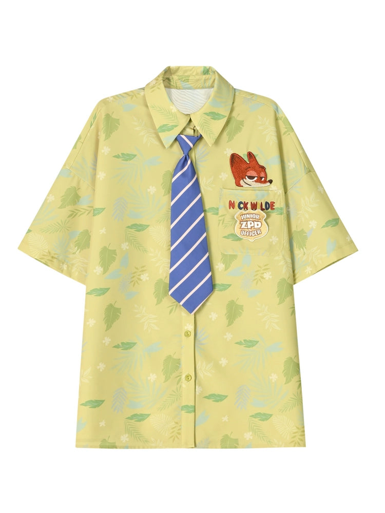 Zootopia Nick Printed Shirts with Tie-ntbhshop