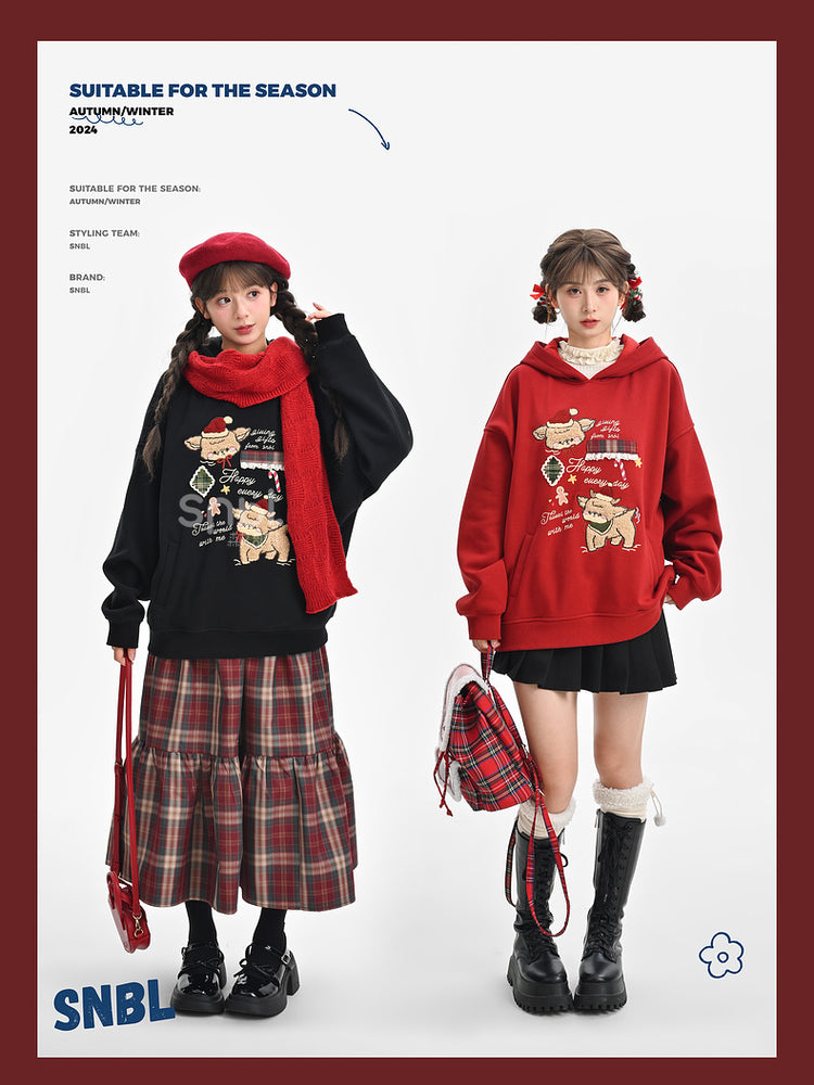 Happy Fawn Cute Christmas Fleece Hoodies-ntbhshop