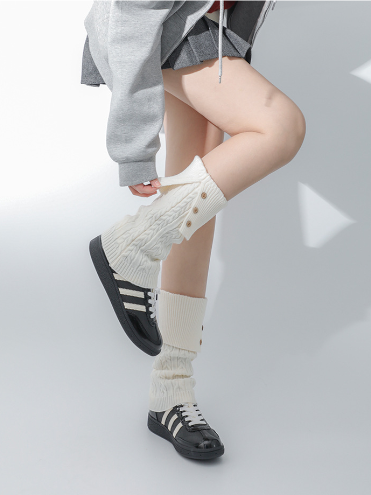 Sweater Collar Button Leg Warmers-ntbhshop