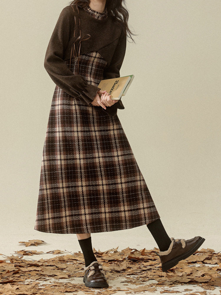 Hazelnut Afternoon Plaid Dress-Dresses-ntbhshop