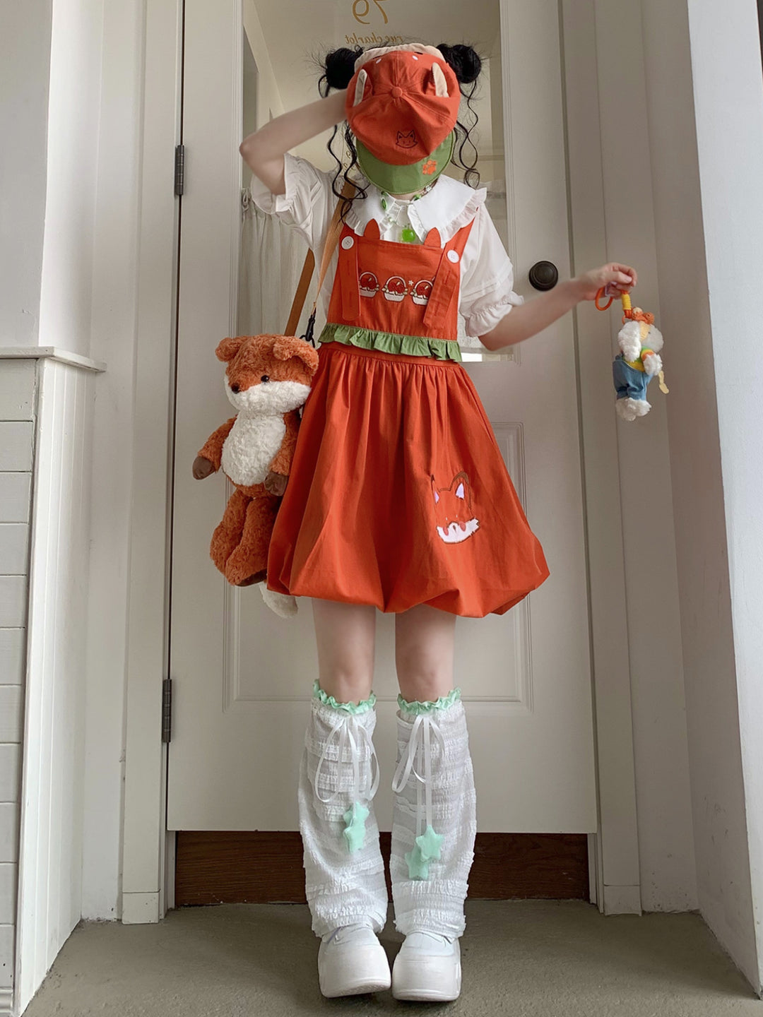 Fox Rose Cotton Overall Dress