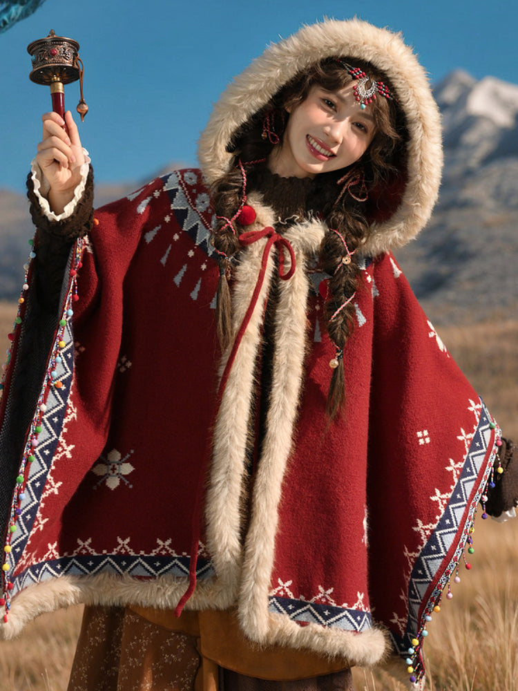 Hearthwind Jacquard Hooded Cape-ntbhshop