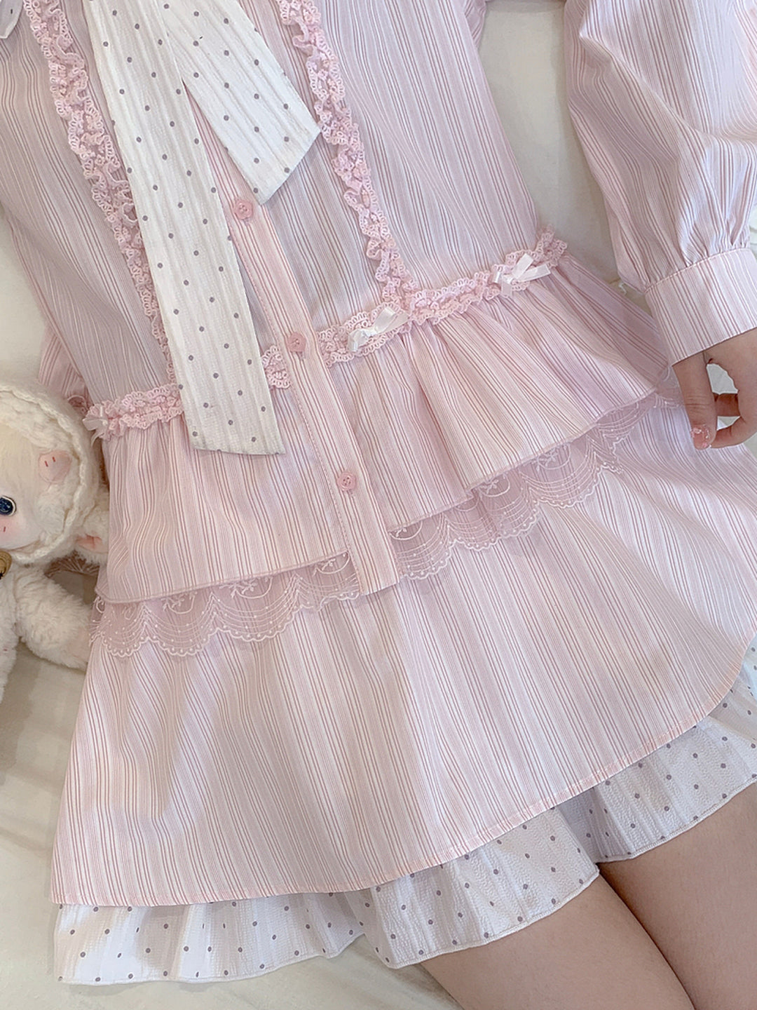 Berry Milk Polka Layered Skirt-Bottoms-ntbhshop