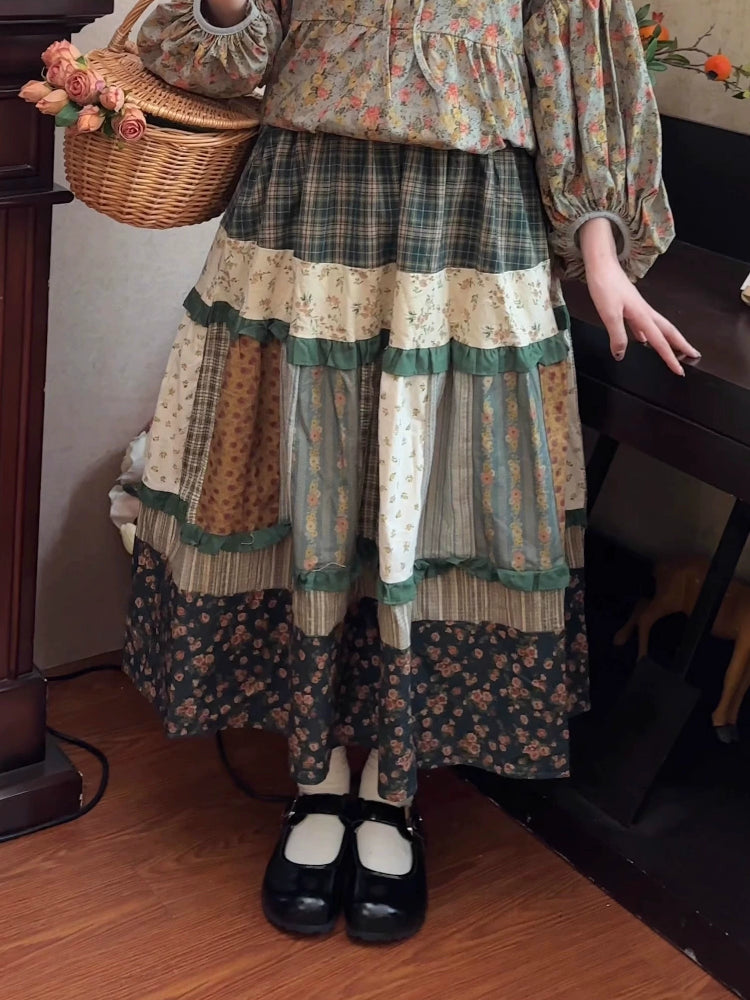 Midnight Forest Patch Midi Skirts-ntbhshop