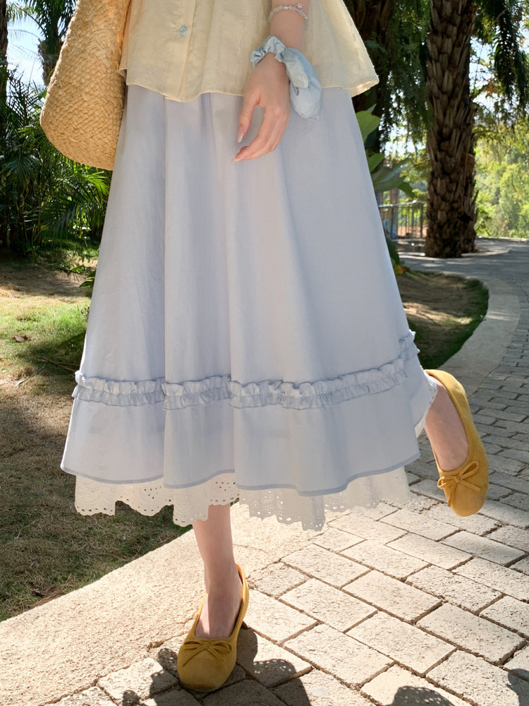 Milk Lace Ruffle Skirts-Bottoms-ntbhshop