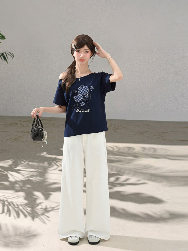Blueberry Gingham Slant Top-Tops-ntbhshop