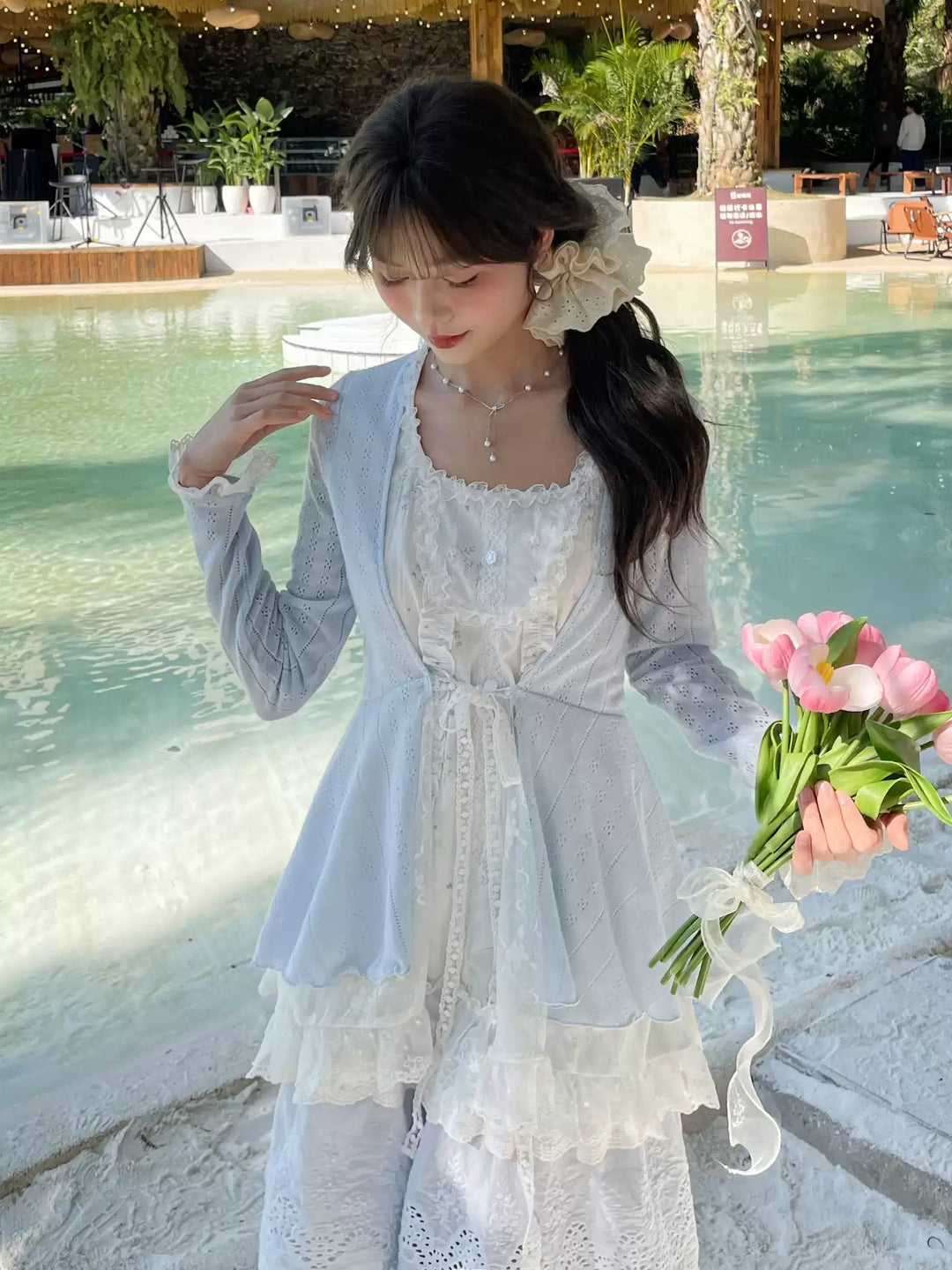 Spring Petal Lace Layer Dress-Dresses-ntbhshop