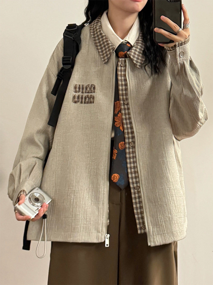 Oat Milk Check Cargo Jacket-Outerwear-ntbhshop