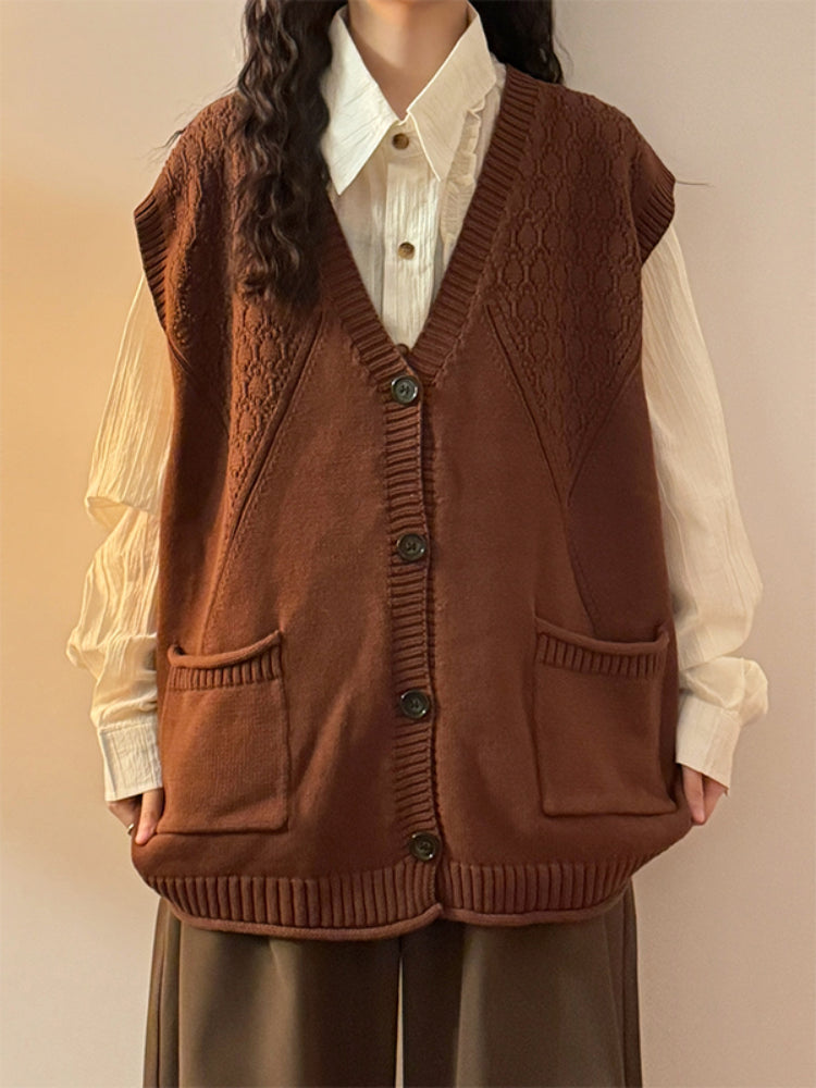 Poetry Atelier V-Neck Knit Vests-ntbhshop