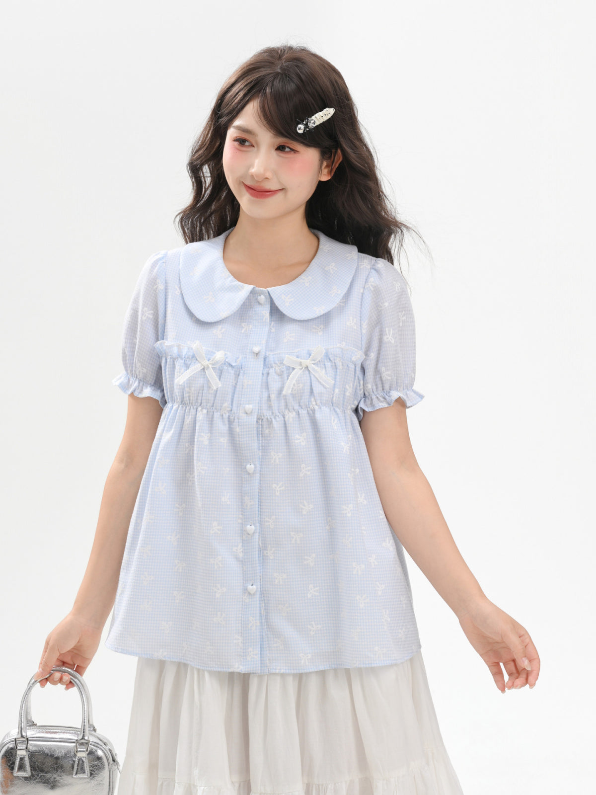 Petite Ribbon Babydoll Blouses-Tops-ntbhshop