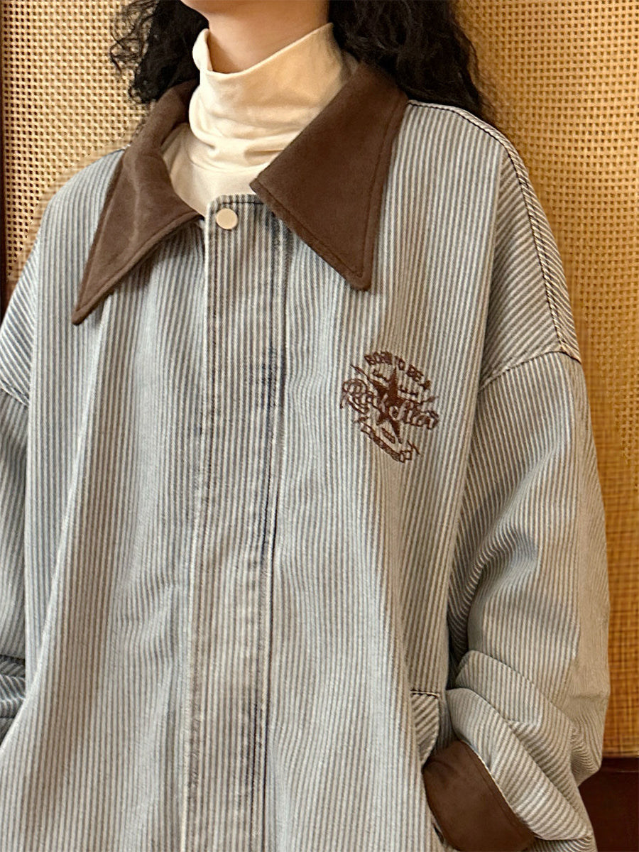 Cocoa Stripe Work Jacket-Outerwear-ntbhshop