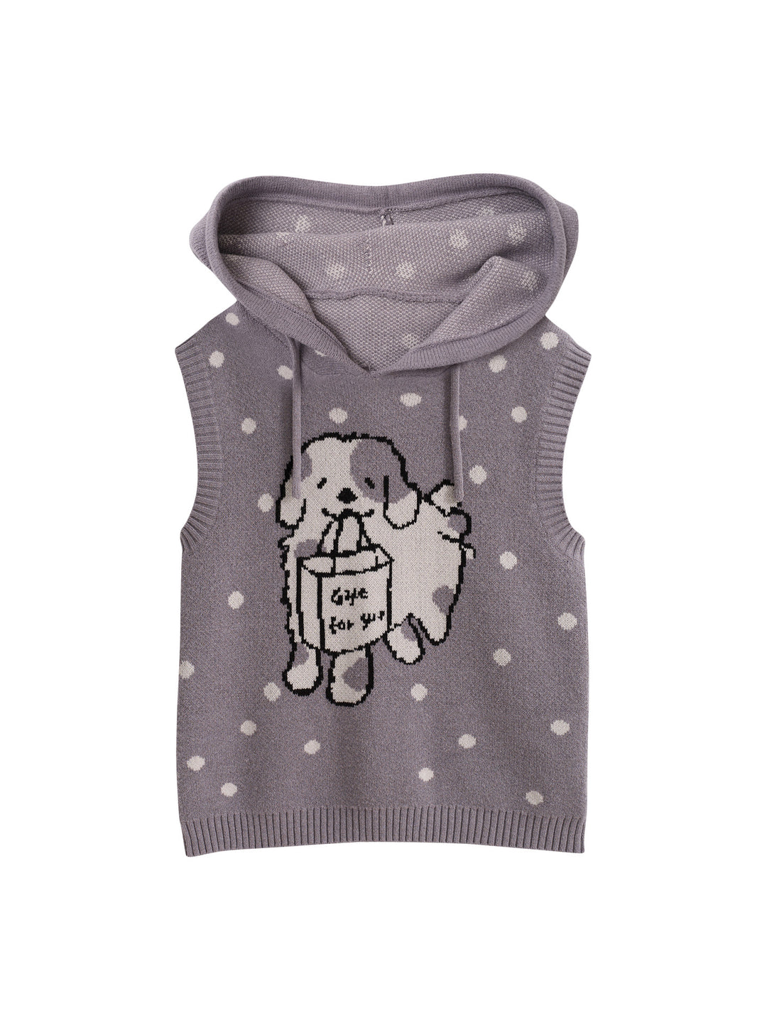 Puppy Dottie Hooded Knit Vest-Outerwear-ntbhshop
