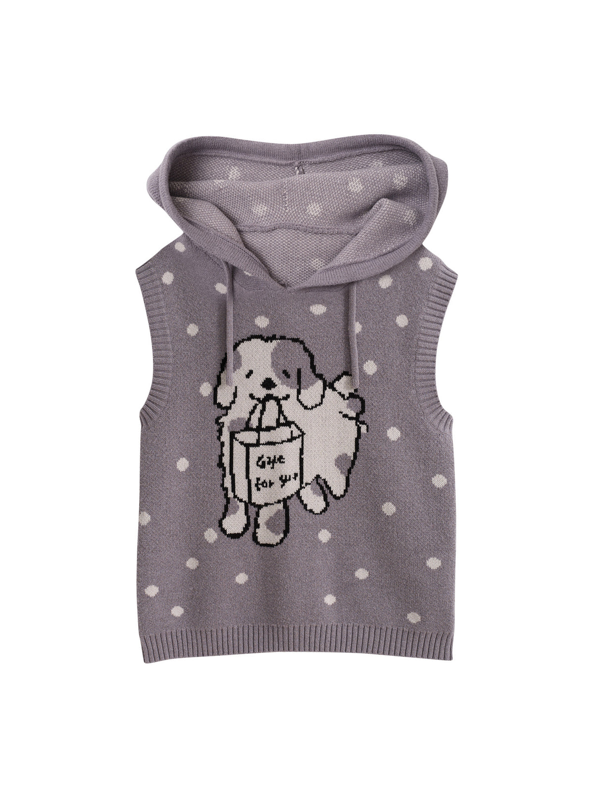 Puppy Dottie Hooded Knit Vest-Outerwear-ntbhshop