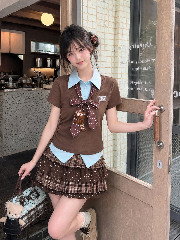 Roux Panda Colorblock Top & Tie-Tops-ntbhshop