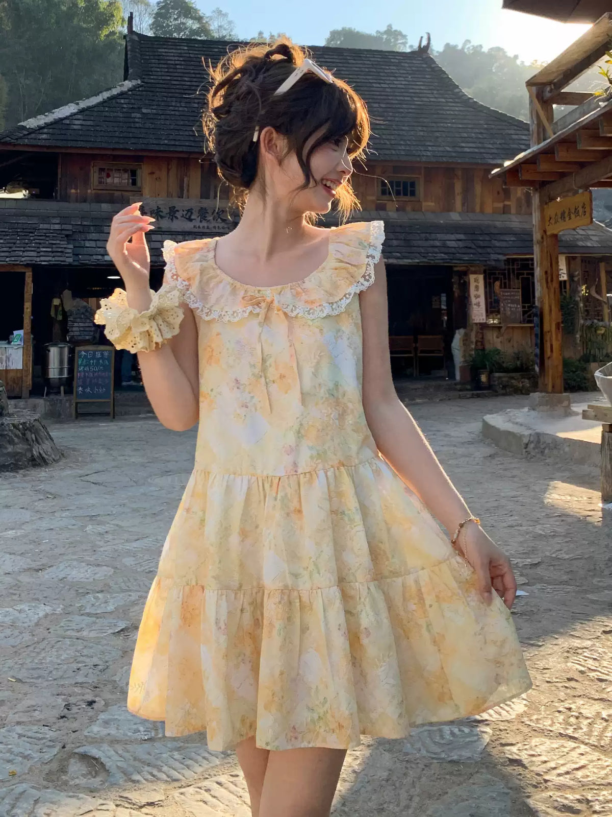 Sunlit Garden Ruffle Dress-Dresses-ntbhshop