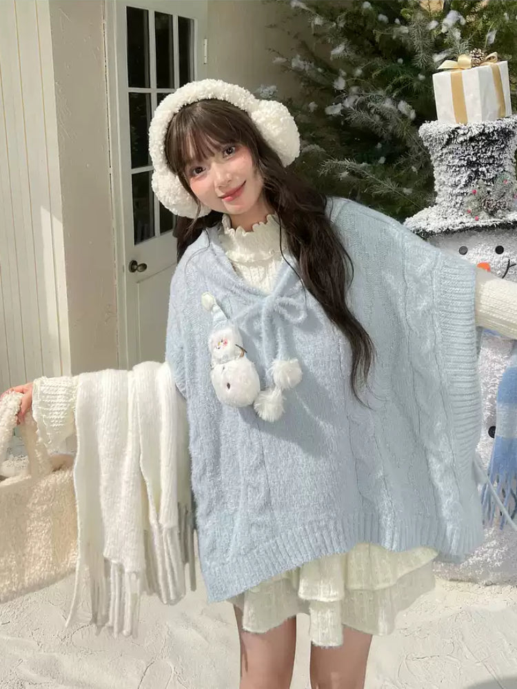 Snowman Cottage Knit Capes-Outerwear-ntbhshop