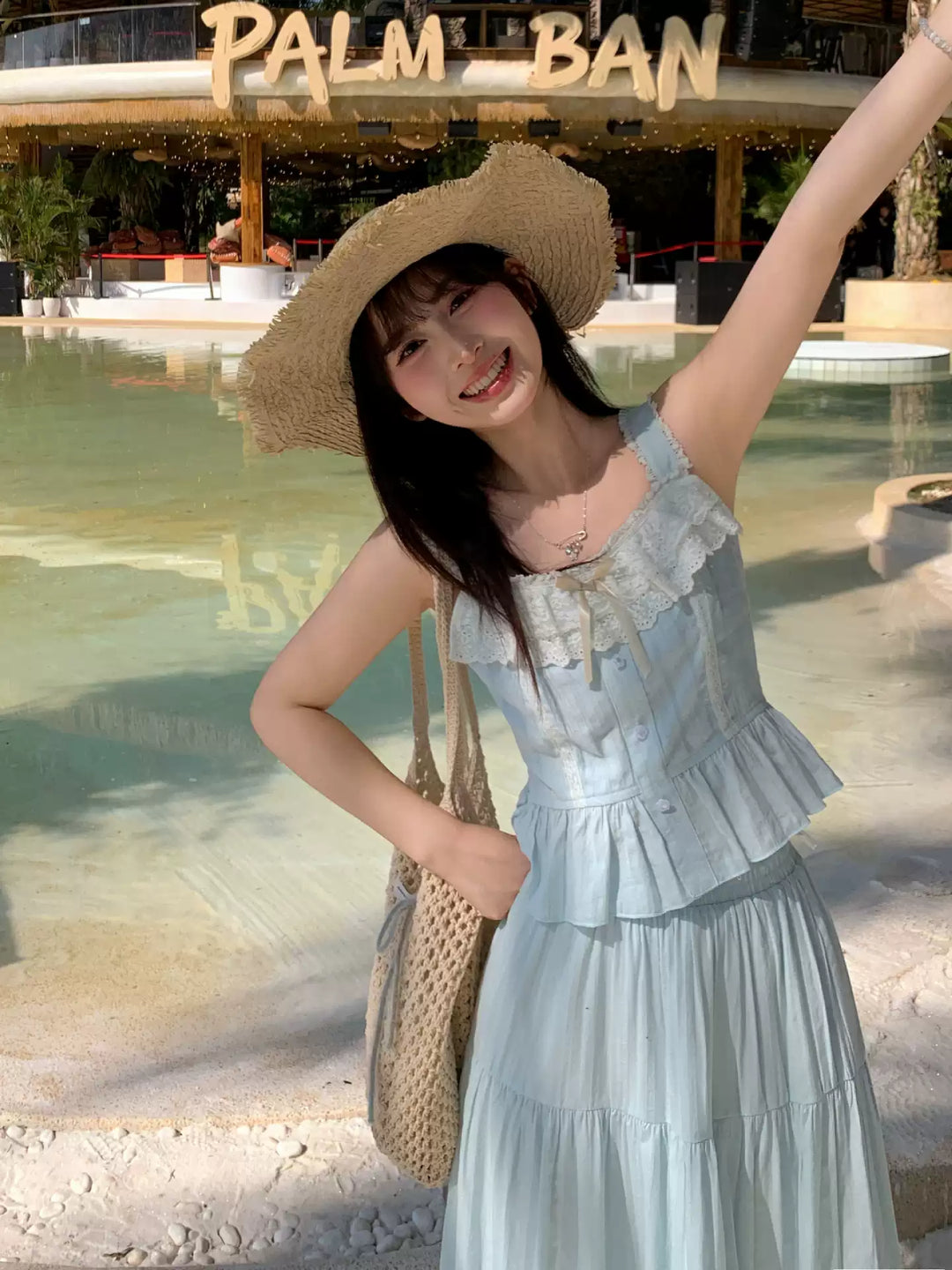 Palm Path Lace Top & Skirt-Sets-ntbhshop