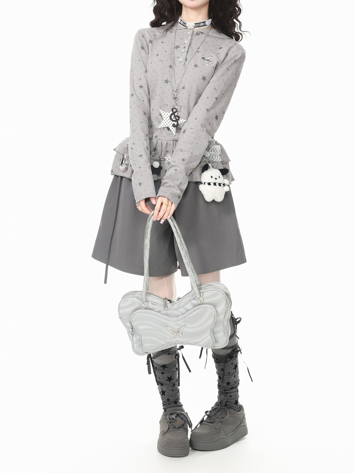 Starlit Dots Peplum Hoodies-Outerwear-ntbhshop