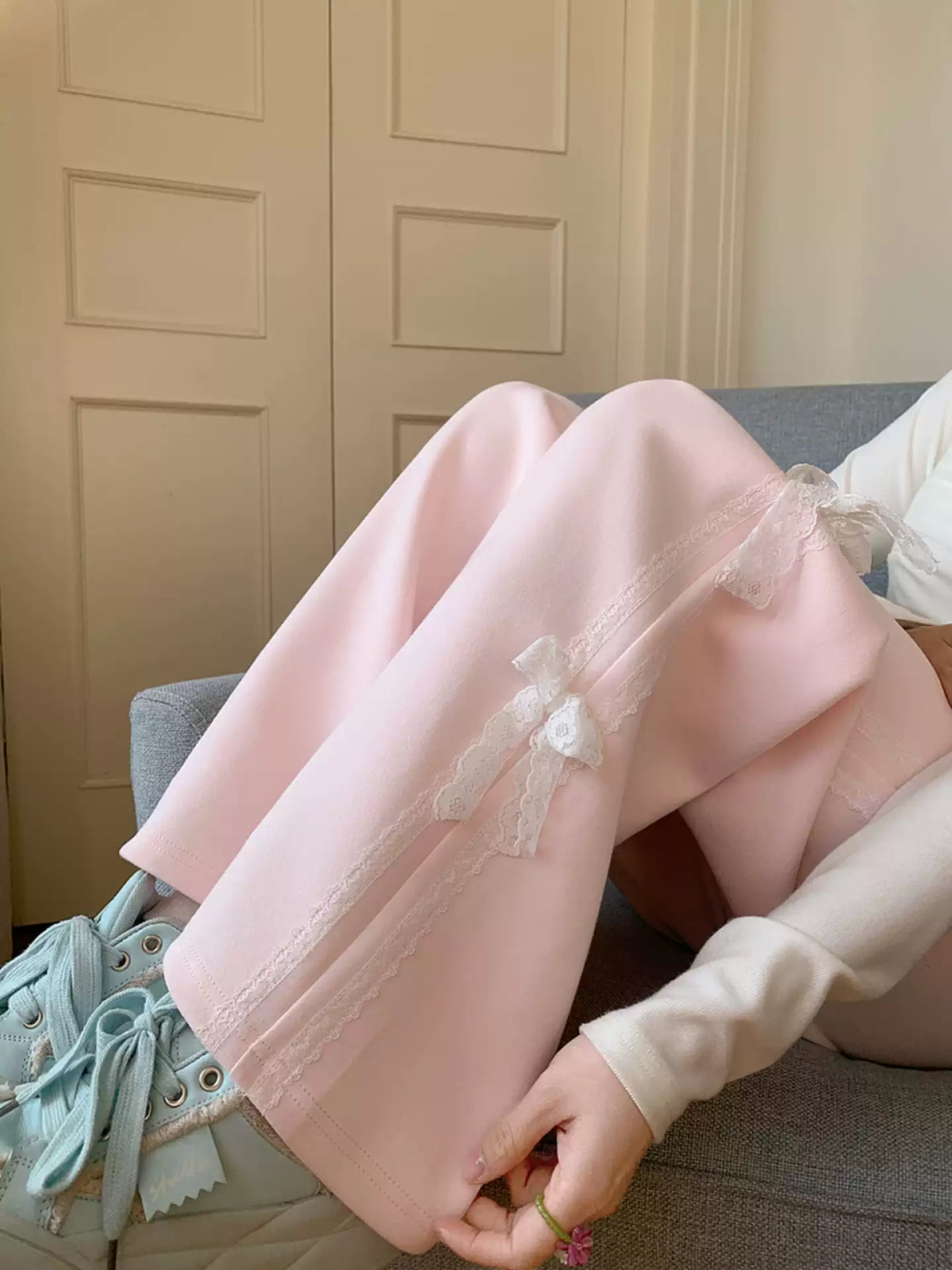 Blush Forest Lace Lounge Pants-Bottoms-ntbhshop