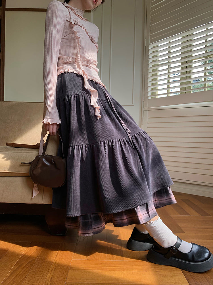 Rosette Whisper Knit Top & Layered Skirt-ntbhshop