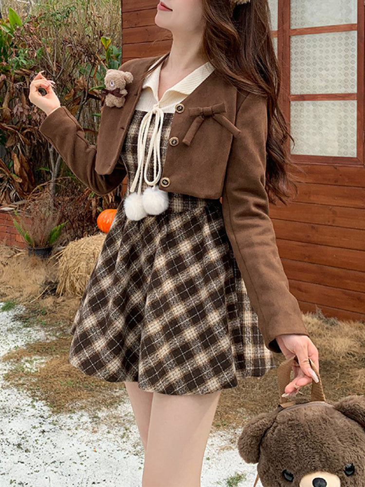 Mocha Bear Crop Jackets & Dresses-ntbhshop