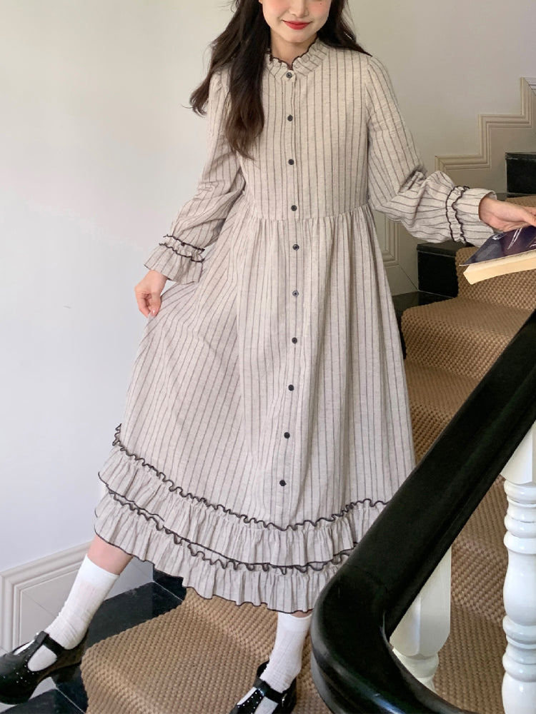 Rustle of Ruffles Vest & Stripe Shirtdress-ntbhshop