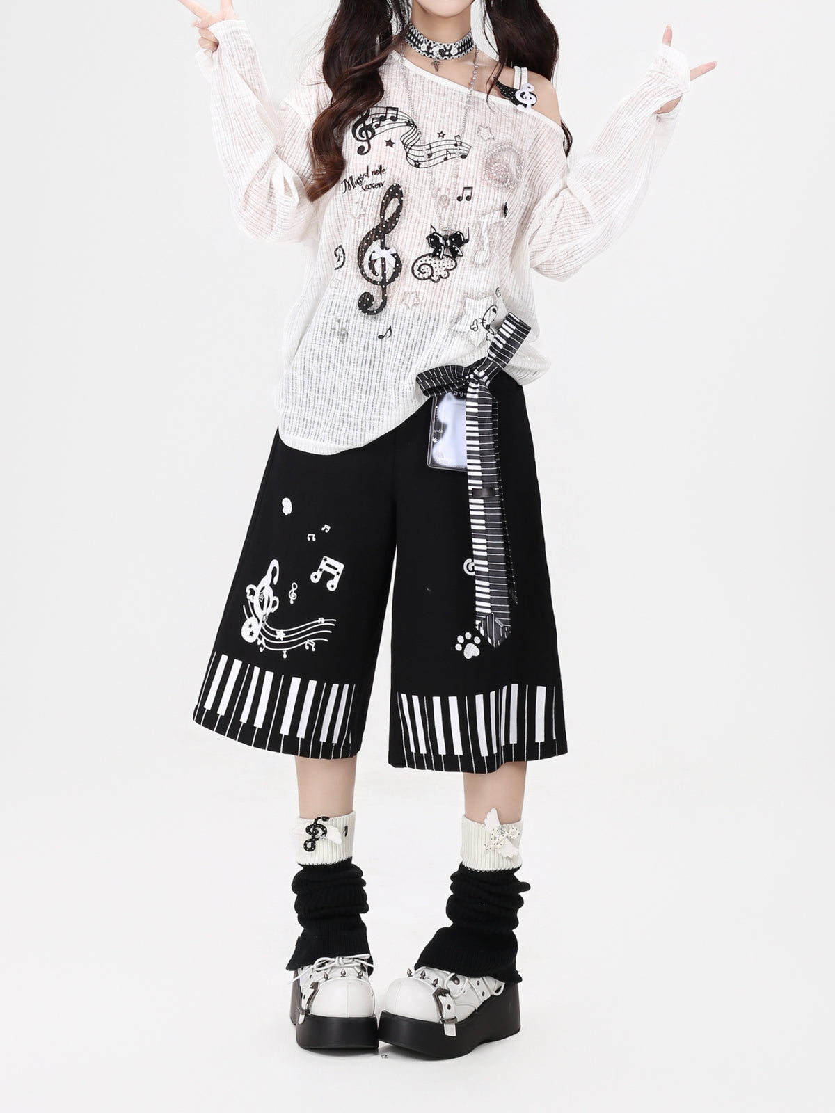 Piano Paws Culotte Shorts-Bottoms-ntbhshop