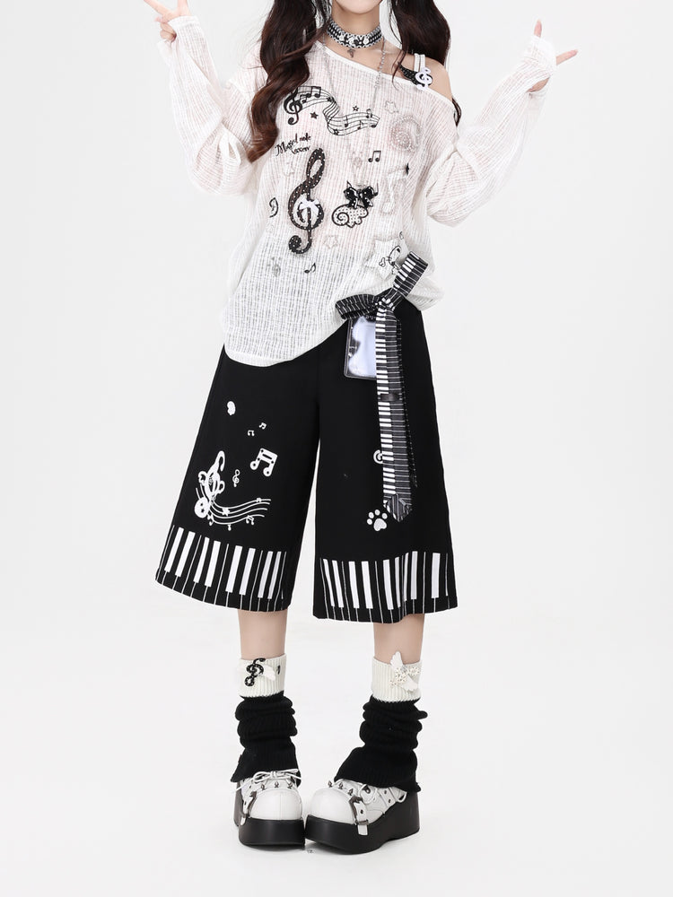 Piano Paws Culotte Shorts-Bottoms-ntbhshop