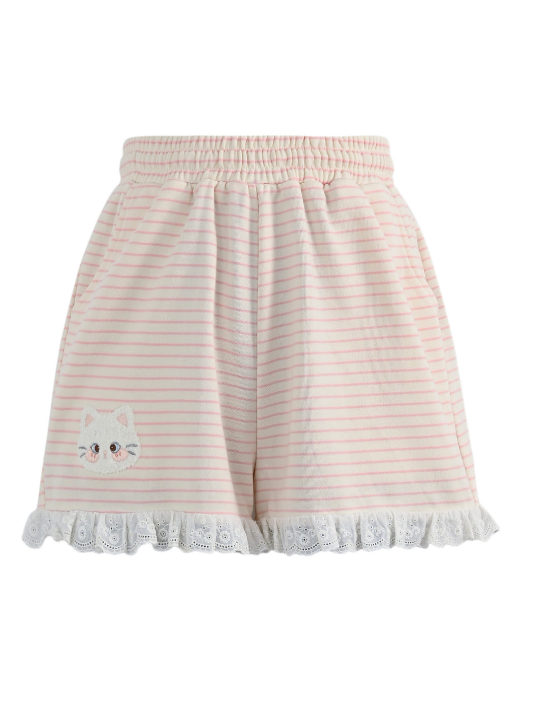Kitty Stripe Lounge Shorts-Bottoms-ntbhshop