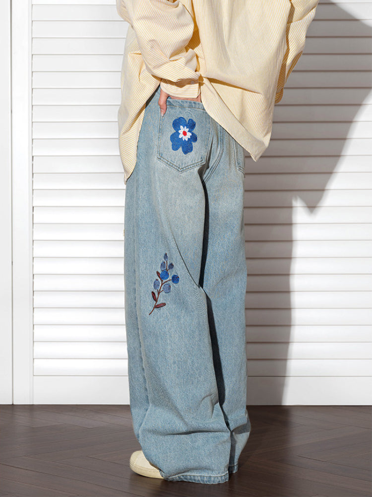 Sun Bloom Straight Leg Jeans-Bottoms-ntbhshop