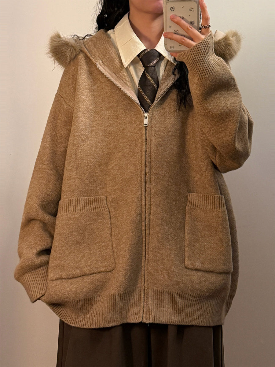 Ebonridge Fur Zip Cardigan-Outerwear-ntbhshop