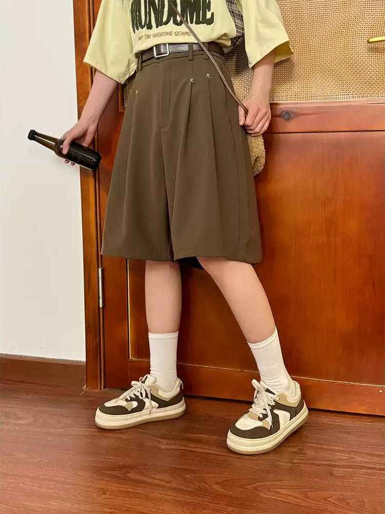 Campus Line Pleat Shorts-Bottoms-ntbhshop