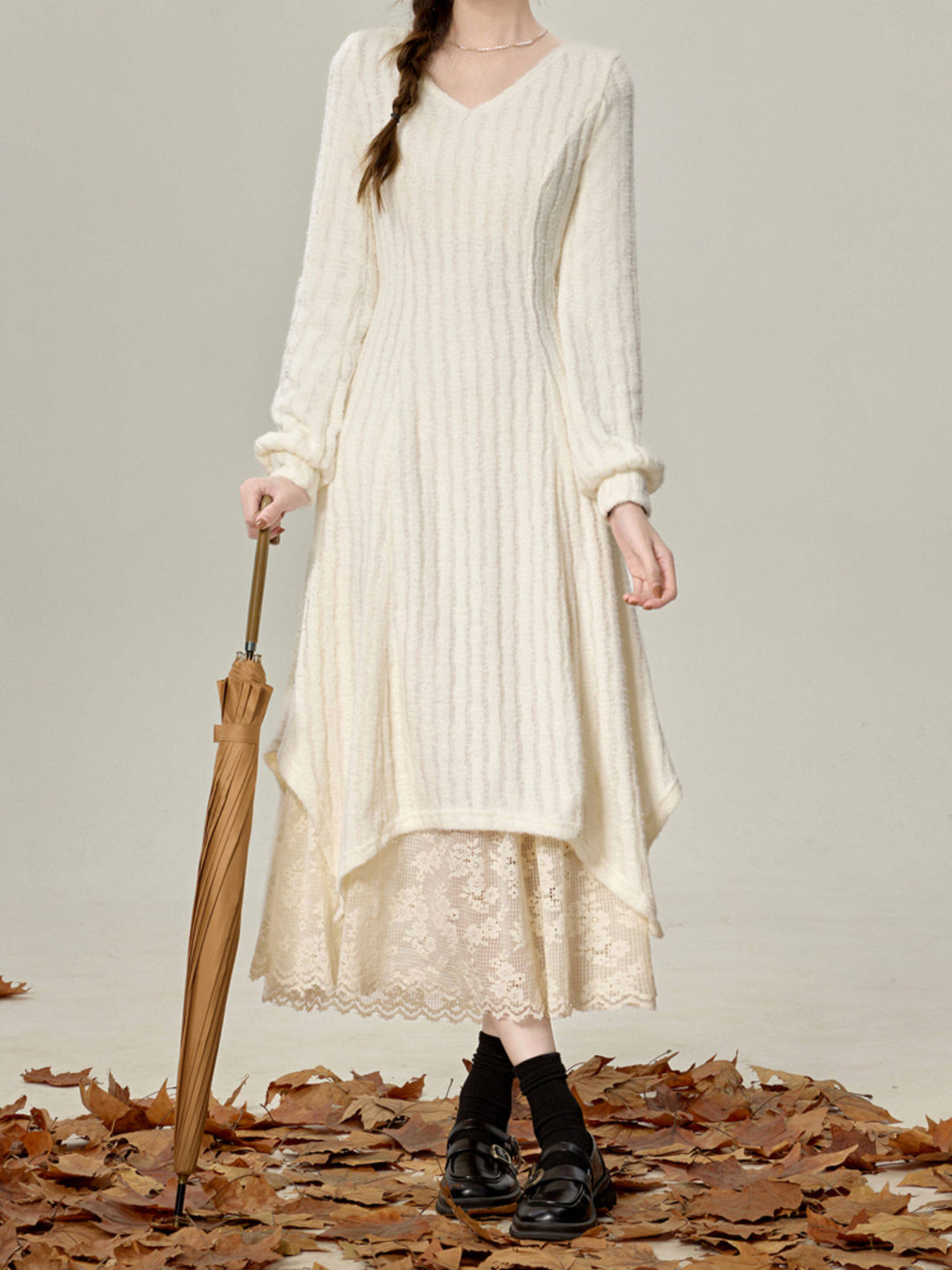 Ivory Snow Knit Layer Dress-Dresses-ntbhshop