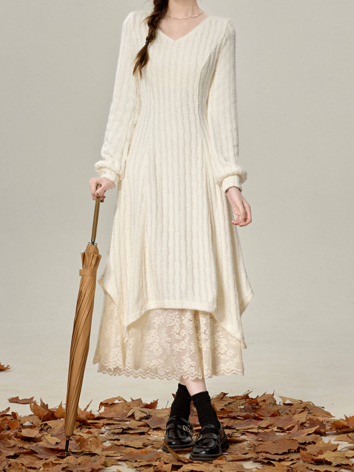 Ivory Snow Knit Layer Dress-Dresses-ntbhshop