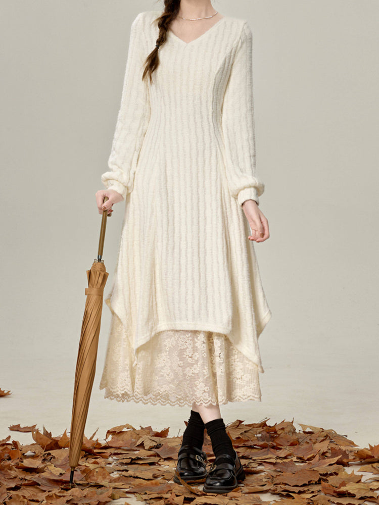 Ivory Snow Knit Layer Dress-Dresses-ntbhshop