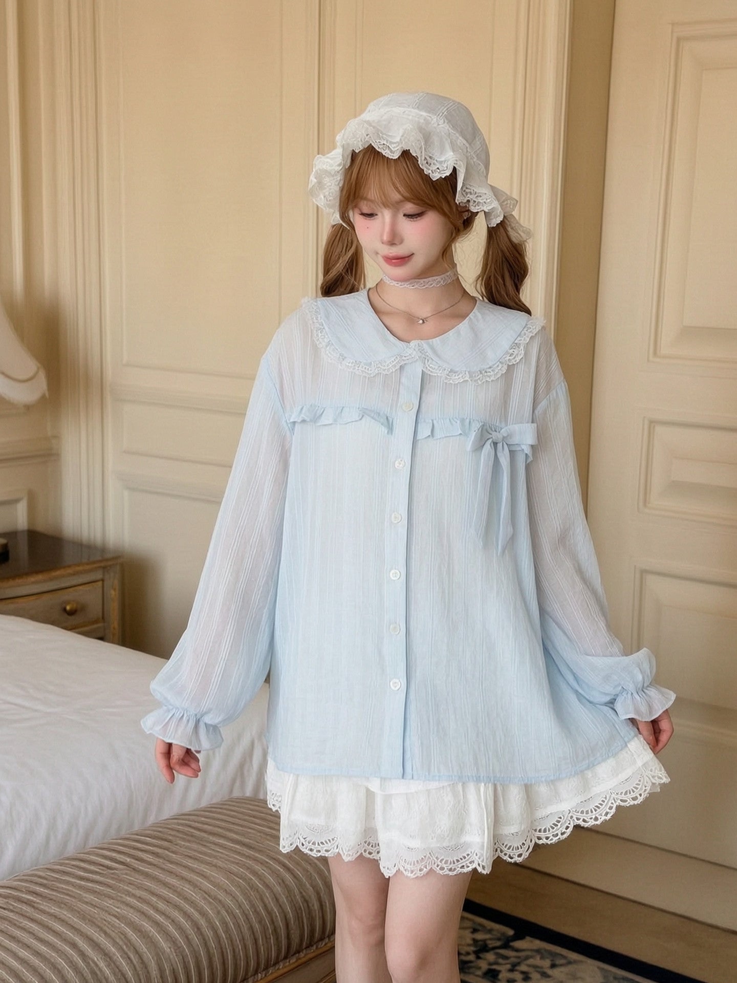 Cloud Ribbon Lyocell Shirt-Outerwear-ntbhshop