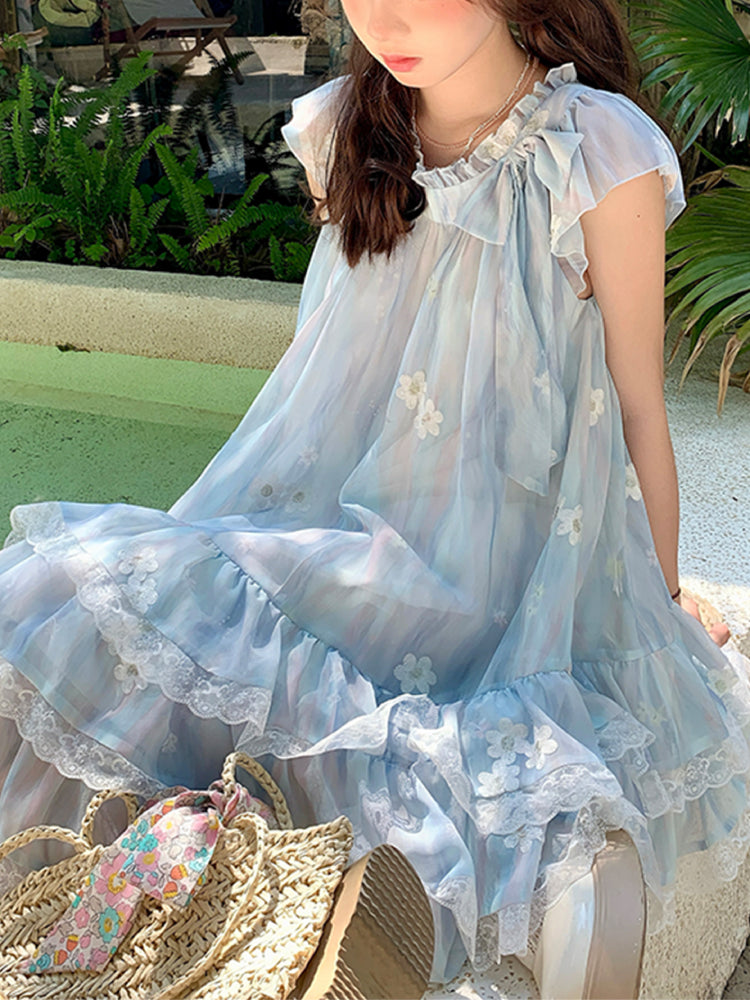 Bluebell Fairy Sleeve Lace Dress-ntbhshop