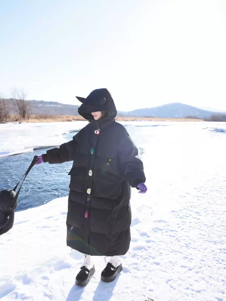 Black Devil & Fruit Puffer Coat-ntbhshop