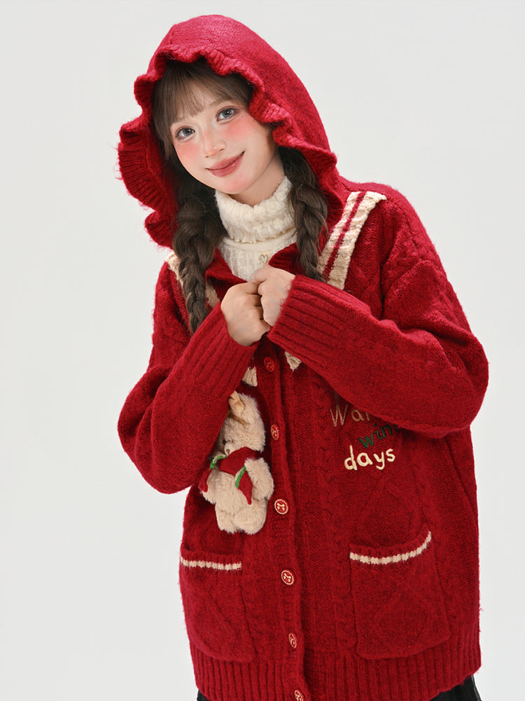 Warm Winter Days Knit Hooded Cardigan-ntbhshop