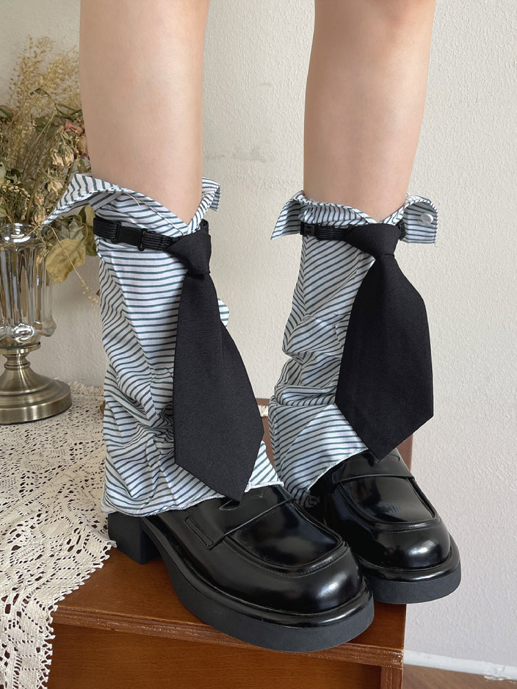 Striped Tie Collar Leg Sleeves-ntbhshop