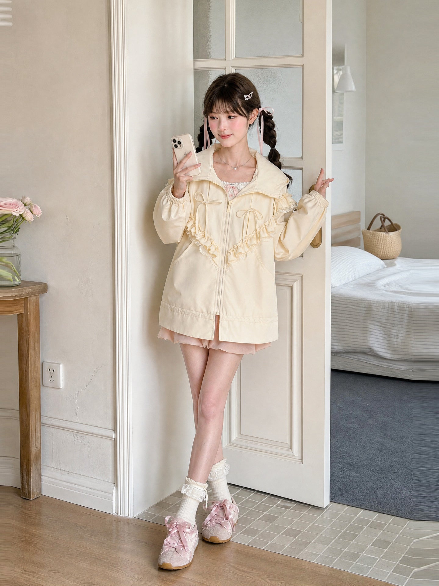 Vanilla Frill Hooded Jacket-Outerwear-ntbhshop