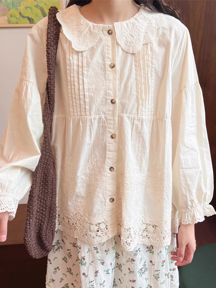 Dreamwood Lace Collar Blouse-ntbhshop